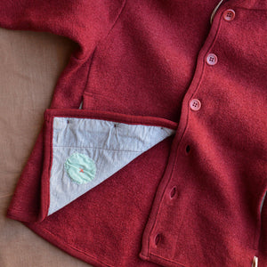Boiled Wool Jacket - Bordeaux Red (4-5y) *PRE-LOVED/MENDED