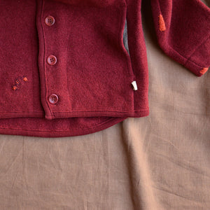 Boiled Wool Jacket - Bordeaux Red (4-5y) *PRE-LOVED/MENDED