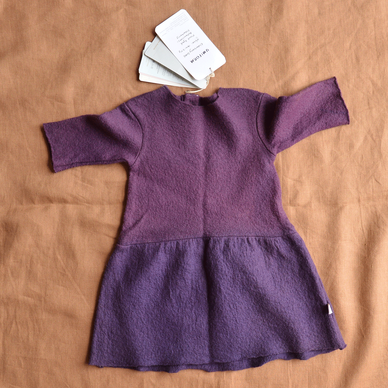 Plant Dyed Boiled Merino Wool Dress - Elderberry (18m-2.5y) *PRE-LOVED/NEW!