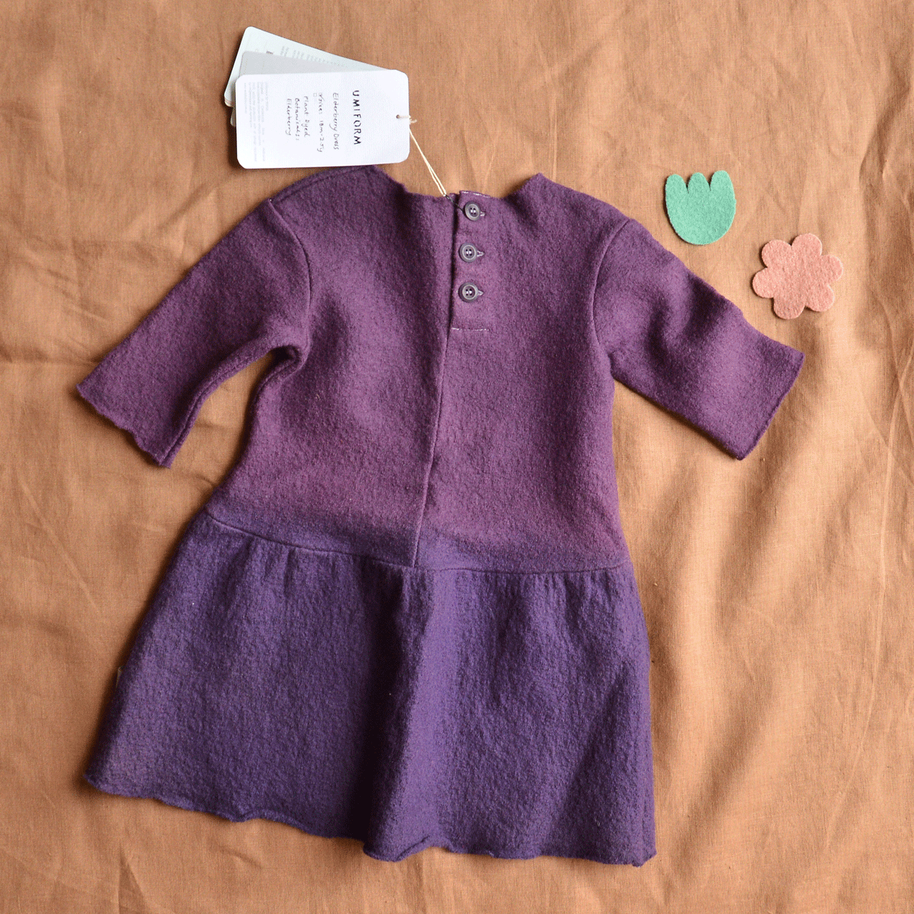Plant Dyed Boiled Merino Wool Dress - Elderberry (18m-2.5y) *PRE-LOVED/NEW!