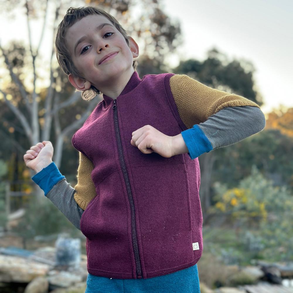 Boiled Wool Zip Vest (1-10y+)
