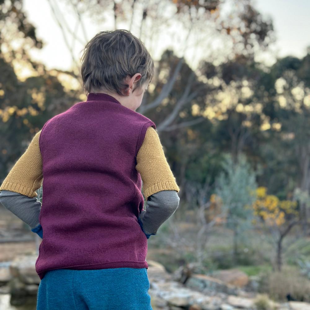 Boiled Wool Zip Vest (1-10y+)