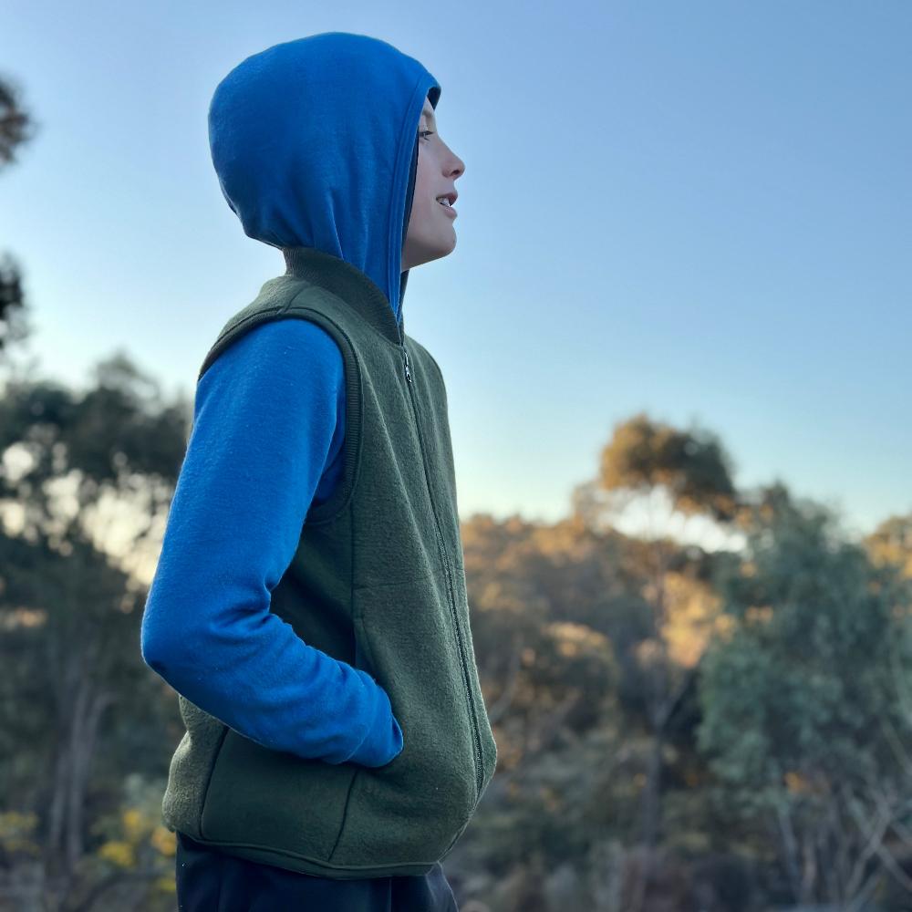 Boiled Wool Zip Vest (1-10y+)