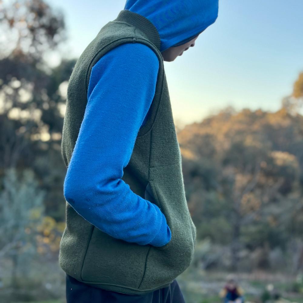 Boiled Wool Zip Vest (1-10y+)