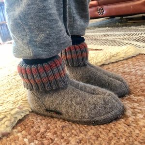 Boiled Wool Slipper Boots - Paul - Taupe (Kids 21-35)