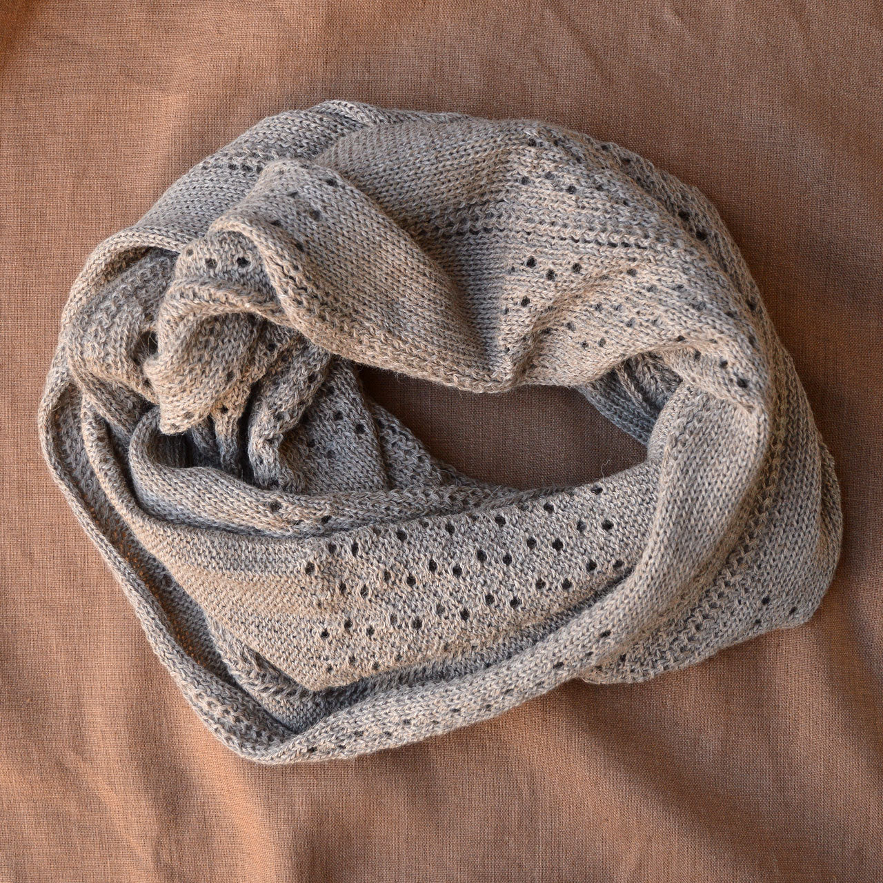 No End Drop Stitch Scarf - 100% Baby Alpaca - Light Brown (Adults)