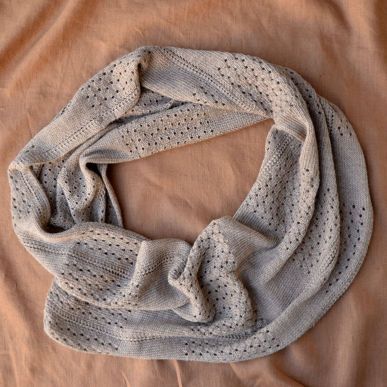 No End Drop Stitch Scarf - 100% Baby Alpaca - Light Brown (Adults)