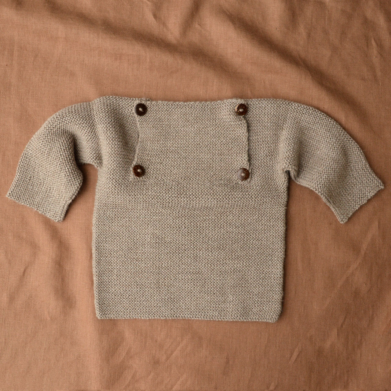 Hand knitted Rico Sailor Sweater in Baby Alpaca - Light Brown (9m-3y)