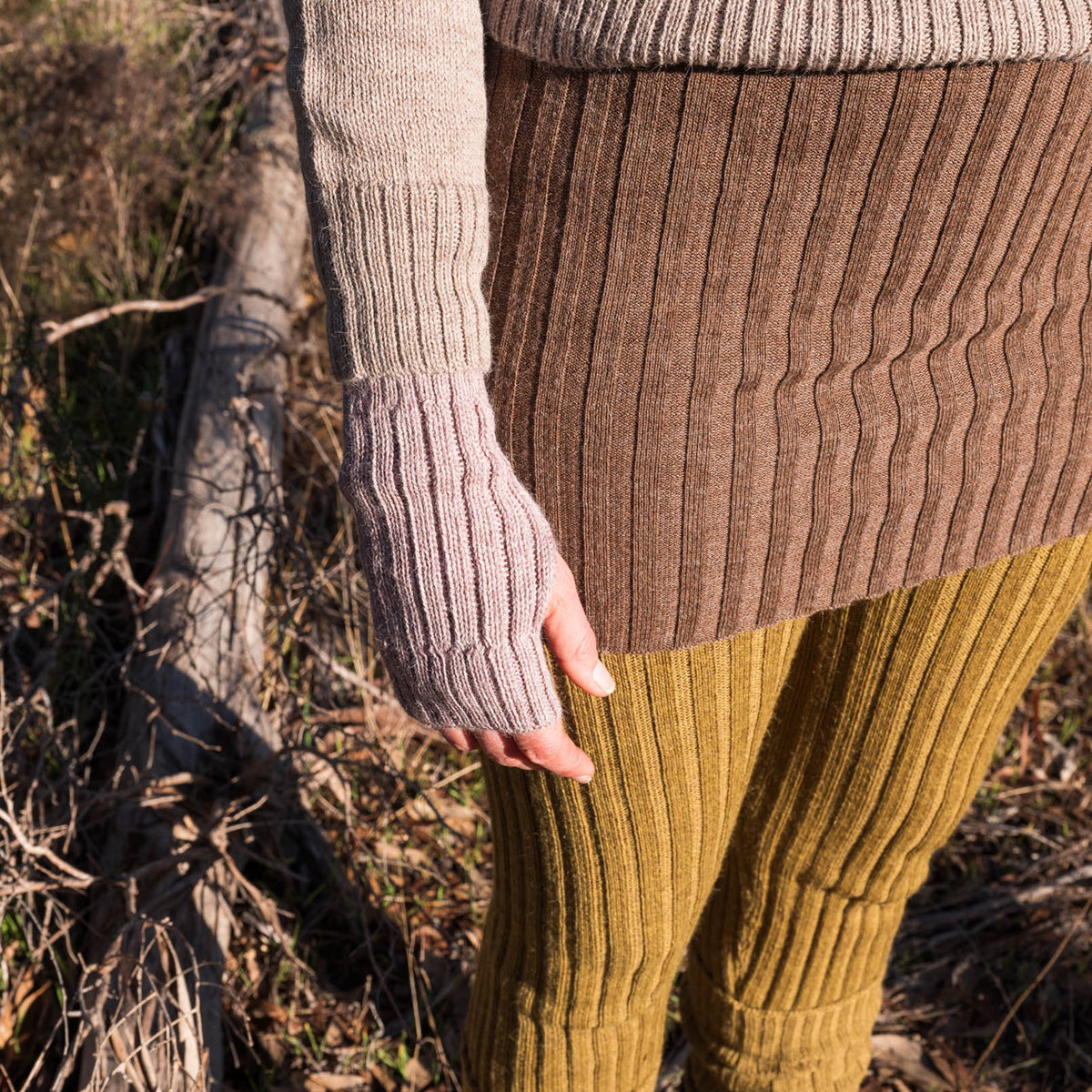 Fingerless Mits - Alpaca Rib (Adults)