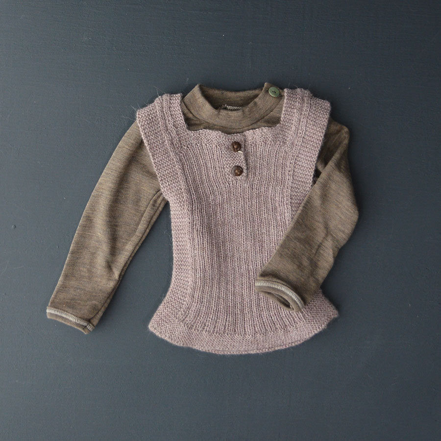 Walnut Organic Merino/Silk Top with shoulder buttons (0-5y)
