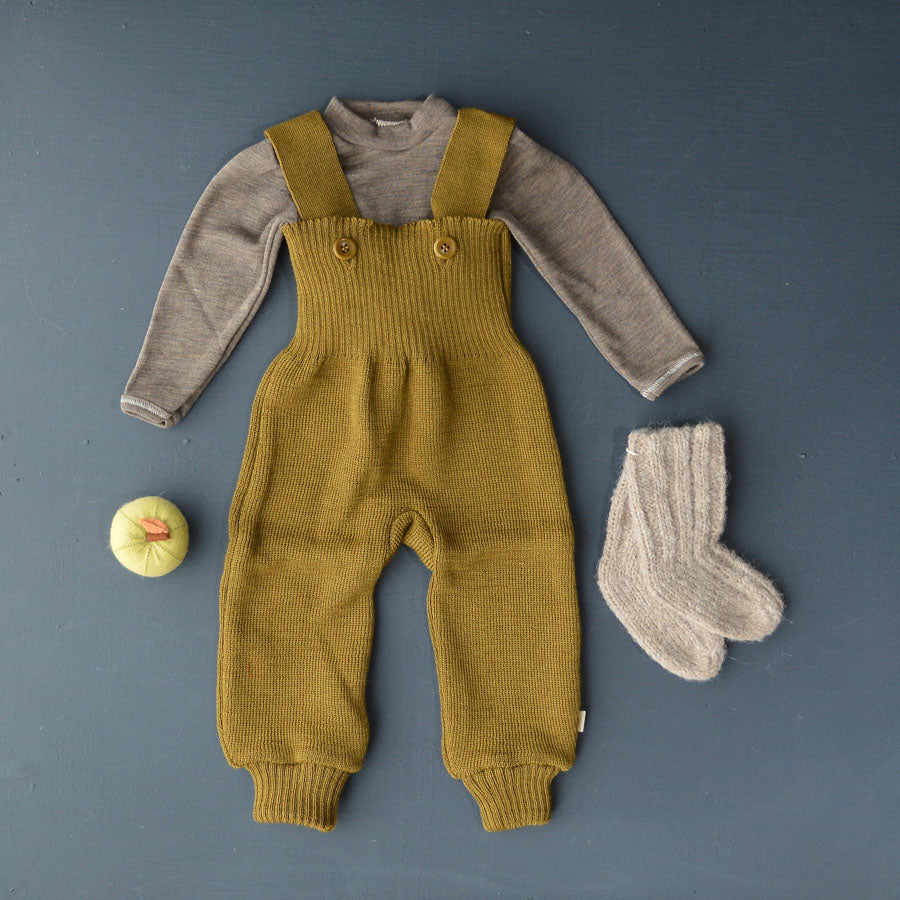 Walnut Organic Merino/Silk Top with shoulder buttons (0-5y)