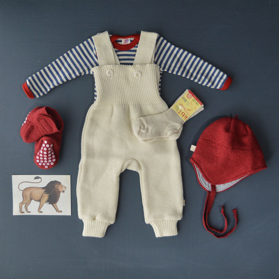 Baby Longsleeve Top in 100% Wool - Stripes (0-3y)