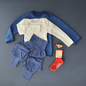 Baby Bodysuit Long Sleeve Wool/Silk - Natural (0-3yrs)