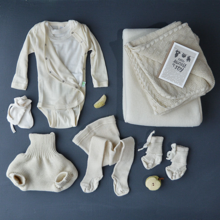 Baby Bodysuit - Organic Wool/Silk - Kimono style (0-12m)