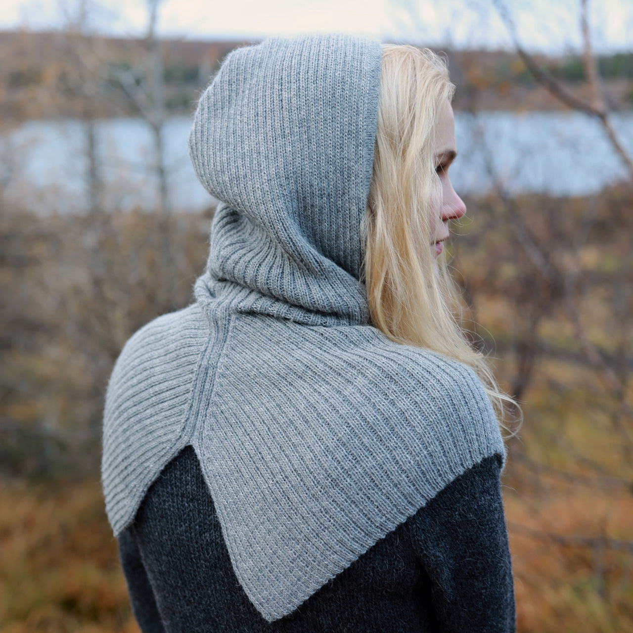 Rib Hood - 100% Alpaca - Grey (Adults)