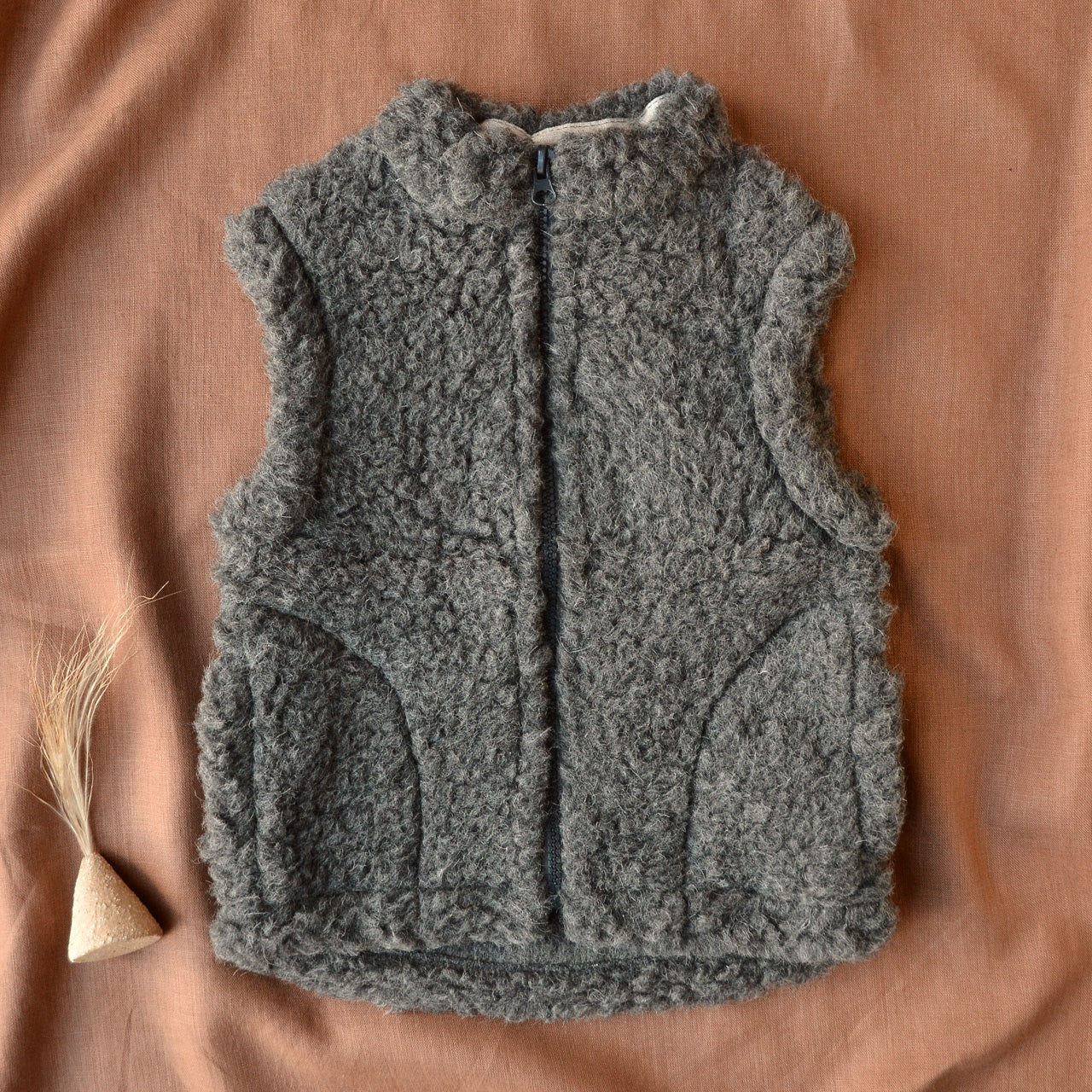 Zip Vest - Wool Fleece - Graphite (4-12y)