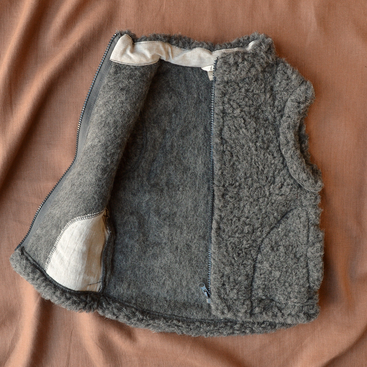 Zip Vest - Wool Fleece - Graphite (4-12y)