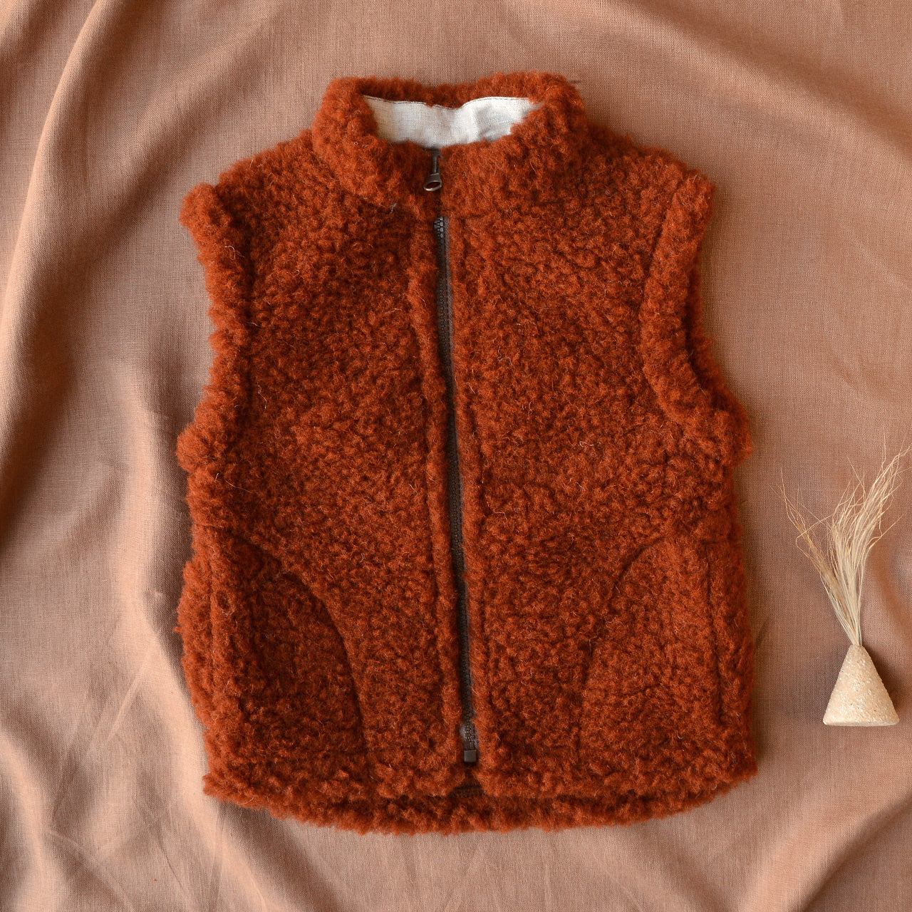 Zip Vest - Wool Fleece - Cognac (2-6y)