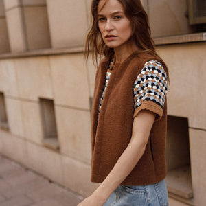 Women's Fleece Vest - 100% Wool - Camel