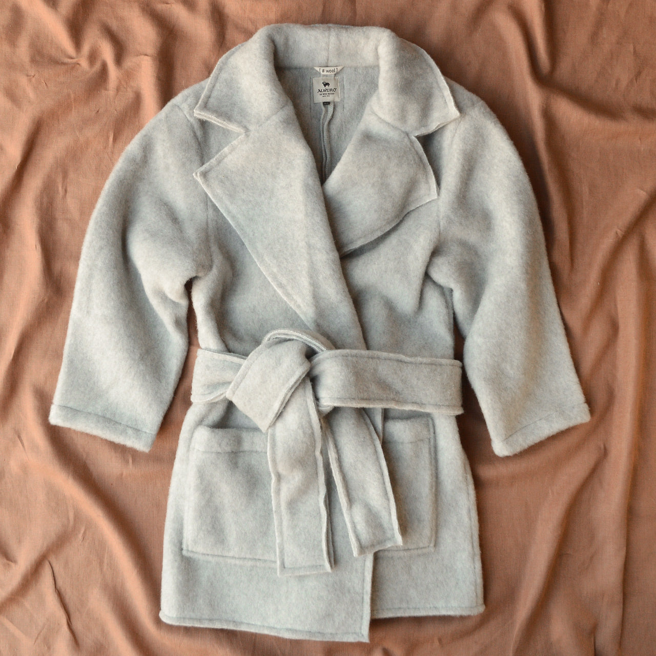 Women's Wrap Coat - 100% Wool Felt - Light Grey (XS-L)