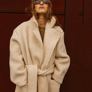 Women's Wrap Coat - 100% Wool Felt - Light Grey (M-L) *Last One!