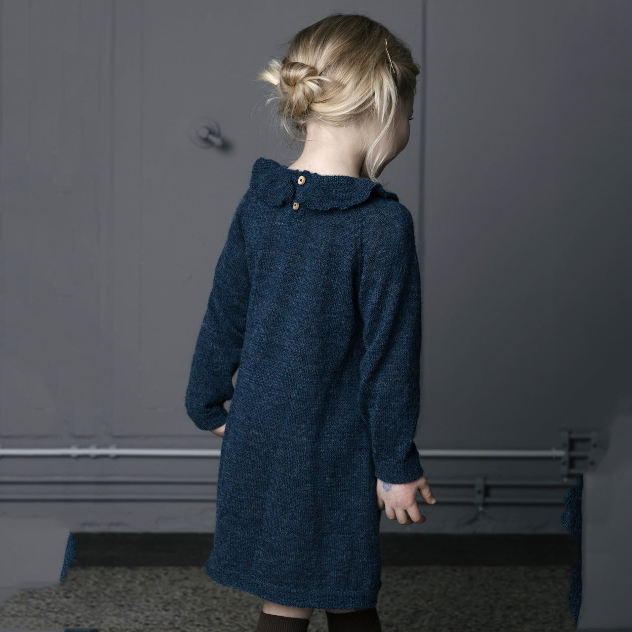 Ruffle Dress - 100% Alpaca - Indigo Blue (18m-8y)