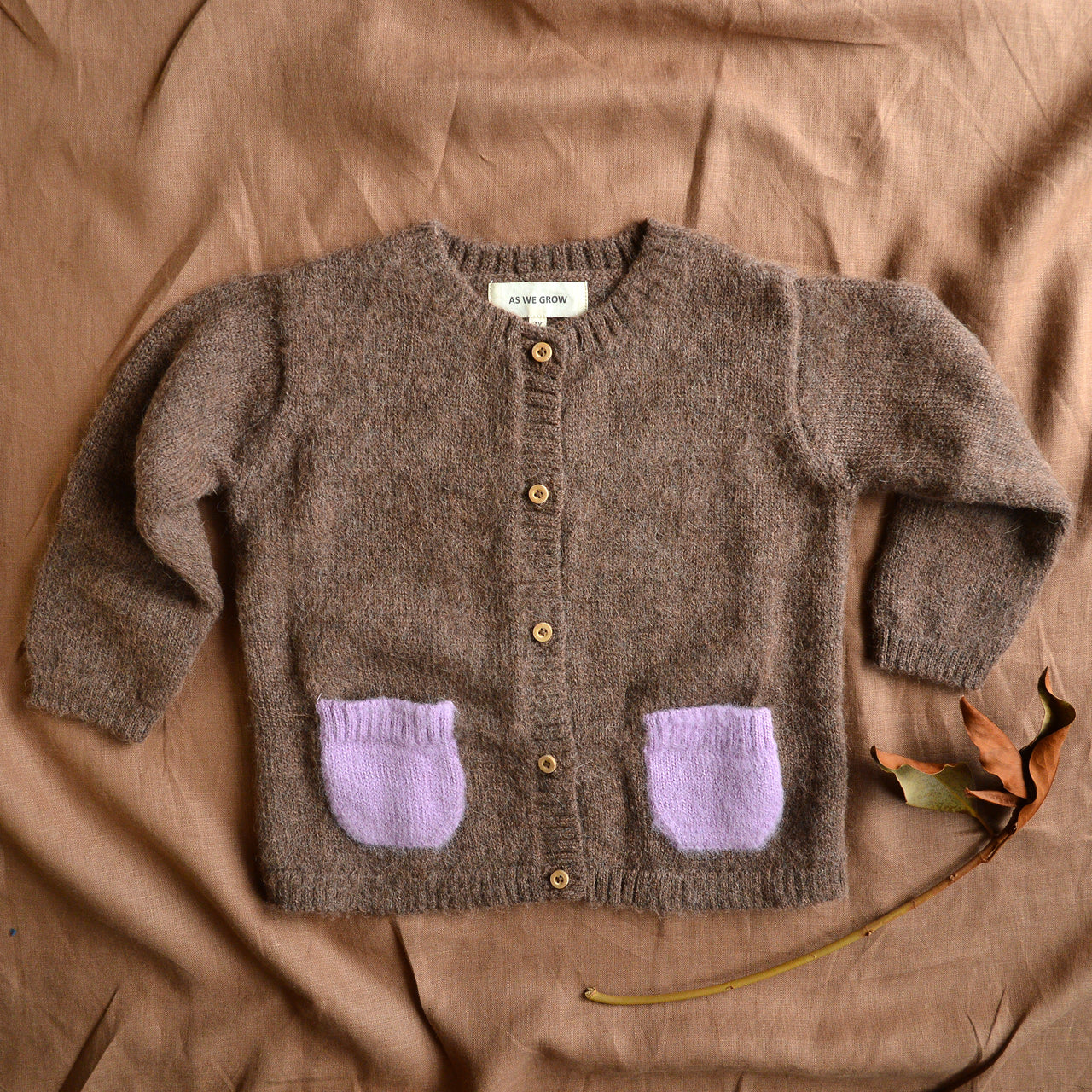 Contrast Pocket Cardigan - Brushed Alpaca - Cinnamon (18m-8y)
