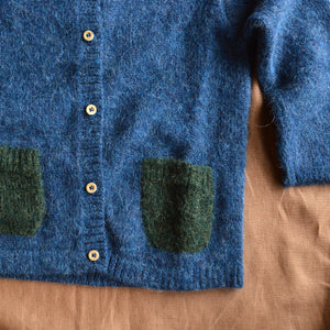 Contrast Pocket Cardigan - Brushed Alpaca - Indigo (18m-3y) *Last ones