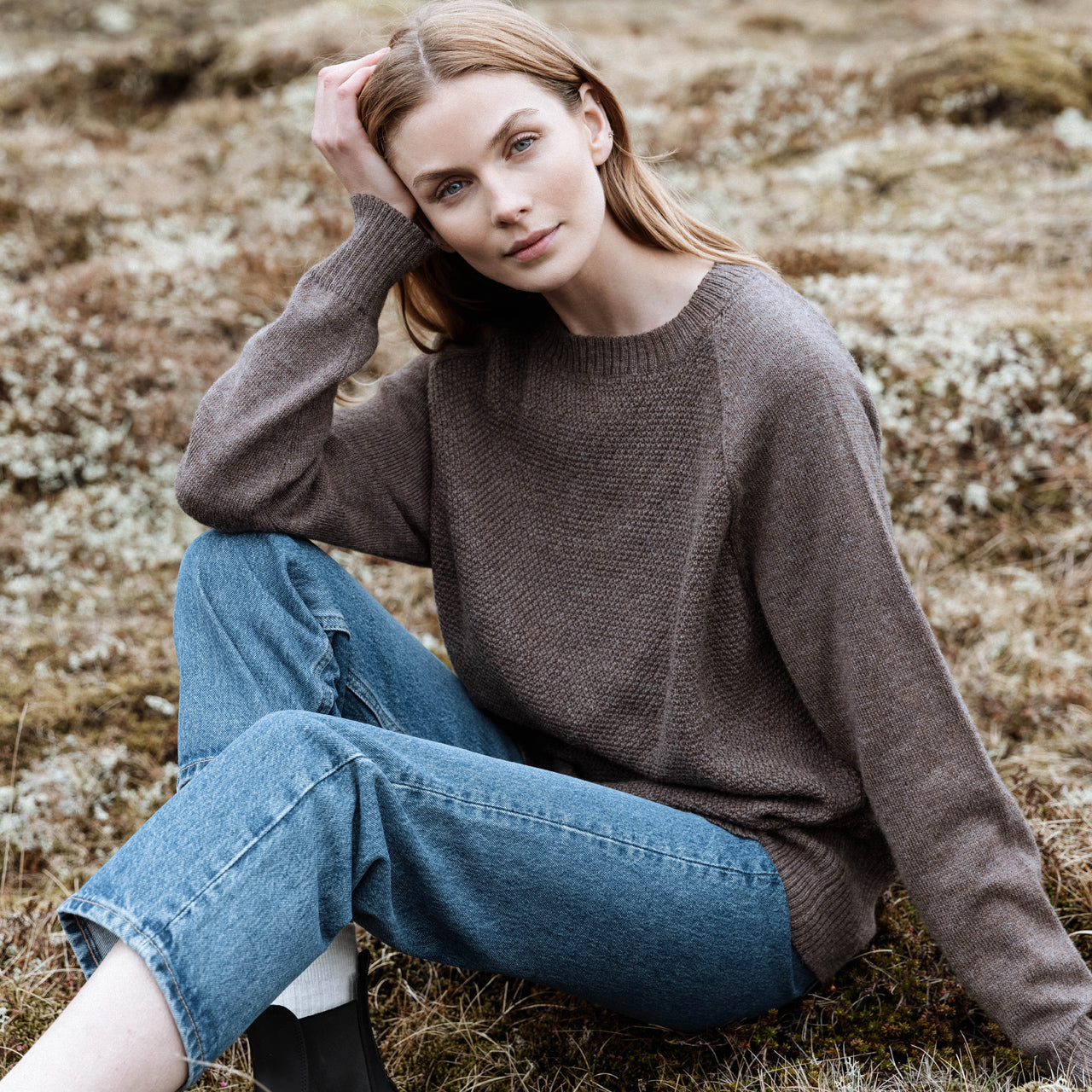 Crew Neck Sweater - Alpaca/Merino - Cedar (Adults S, M, L)