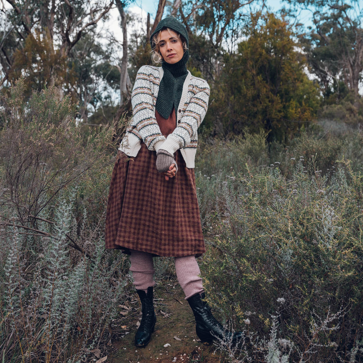 Rib Hood - 100% Alpaca - Dark Forest (Adults) *Last One!