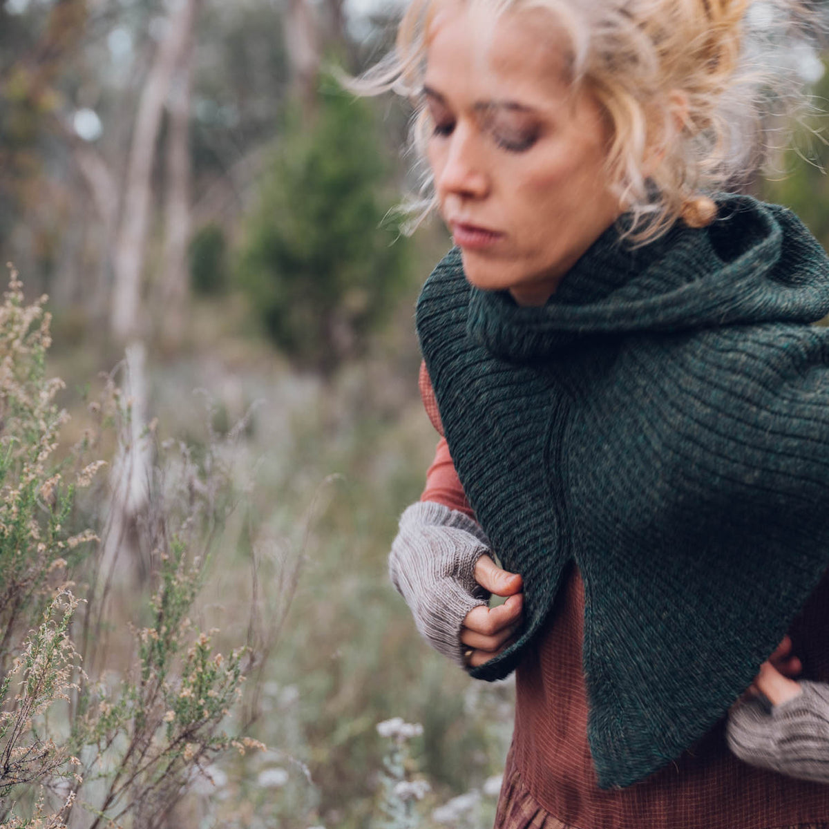 Rib Hood - 100% Alpaca - Dark Forest (Adults) *Last One!