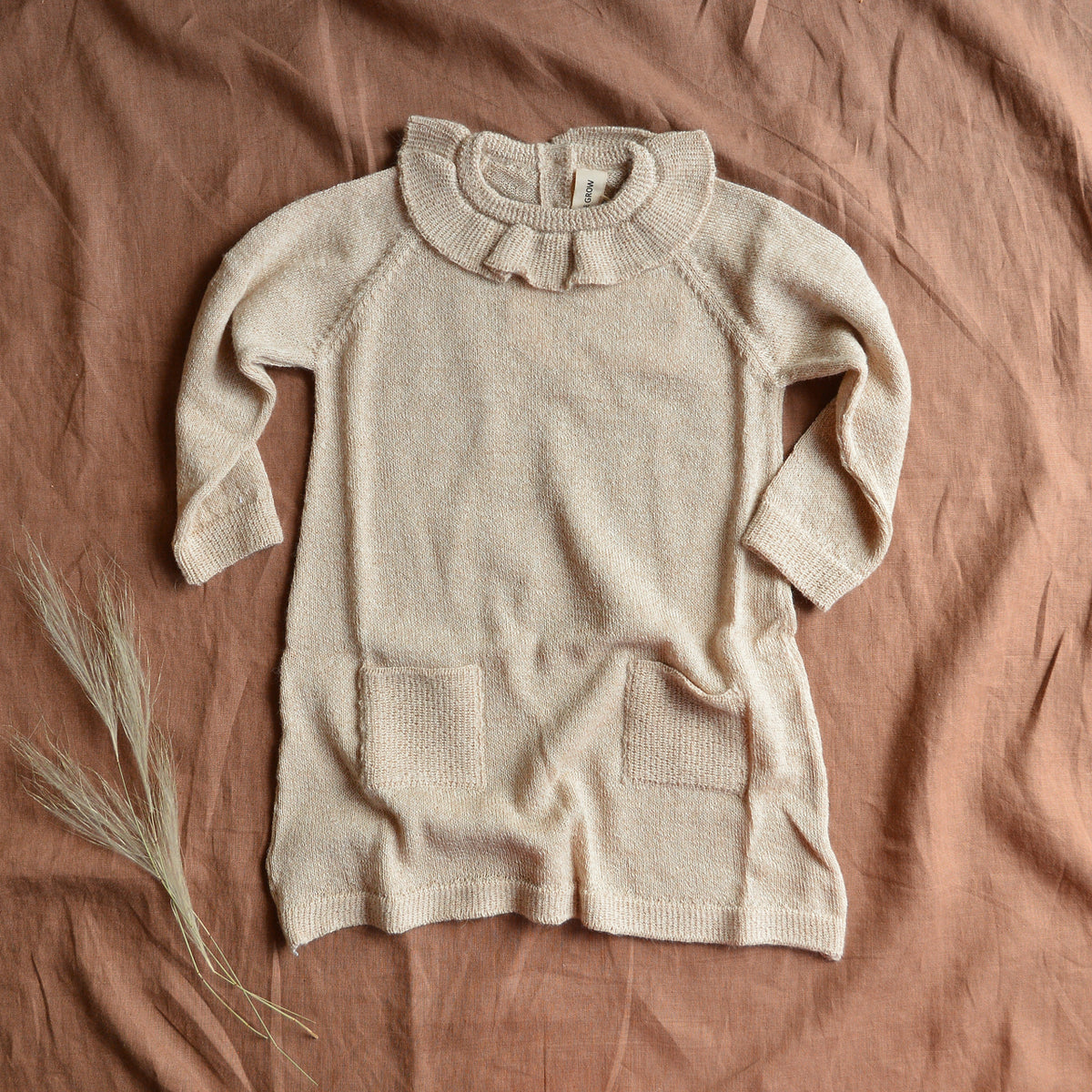 Ruffle Dress - 100% Alpaca - Cream Twist (18m-8y) *Last ones