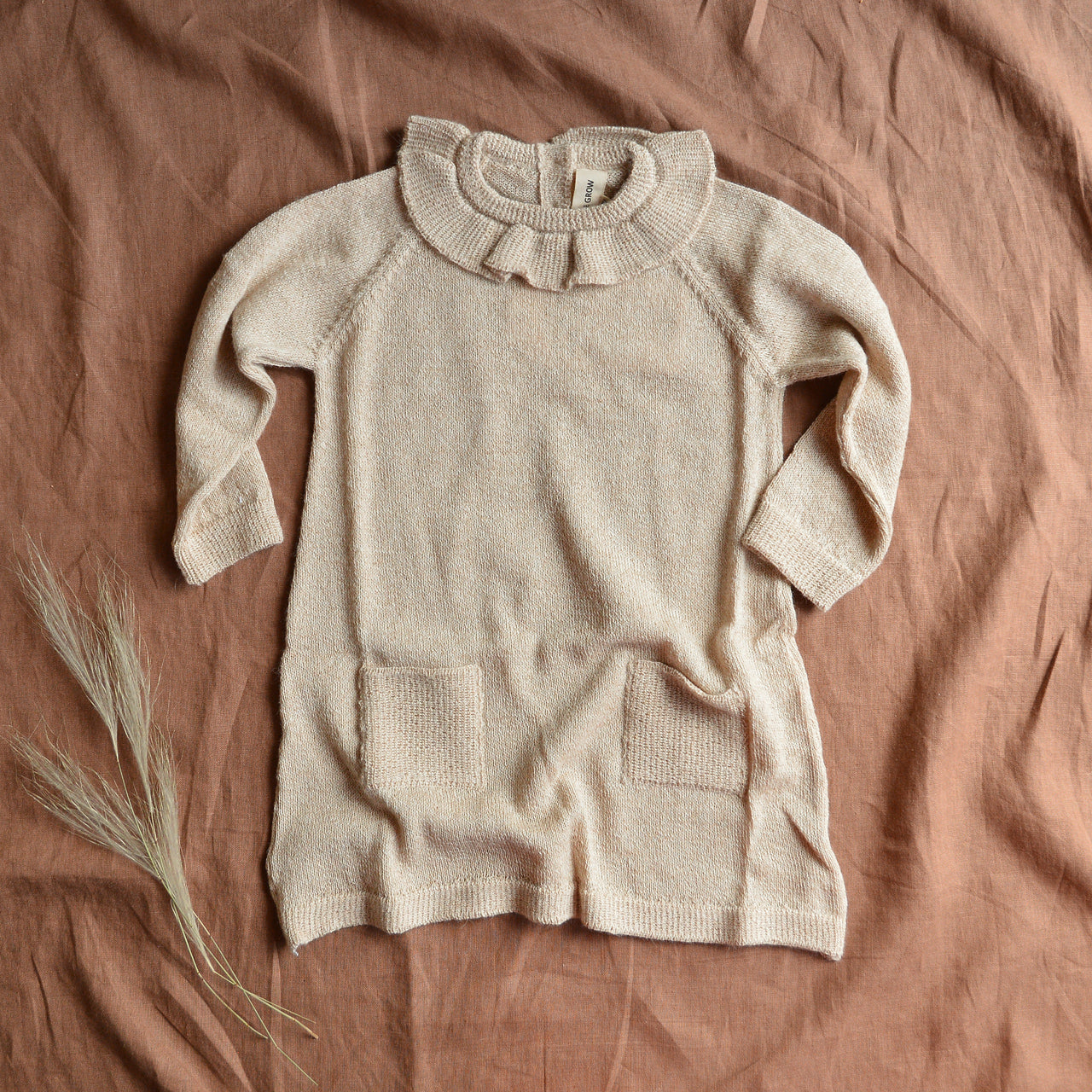 Ruffle Dress - 100% Alpaca - Cream Twist (18m-8y) *Last ones