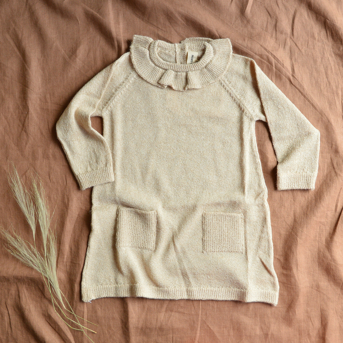 Ruffle Dress - 100% Alpaca - Cream Twist (18m-8y) *Last ones