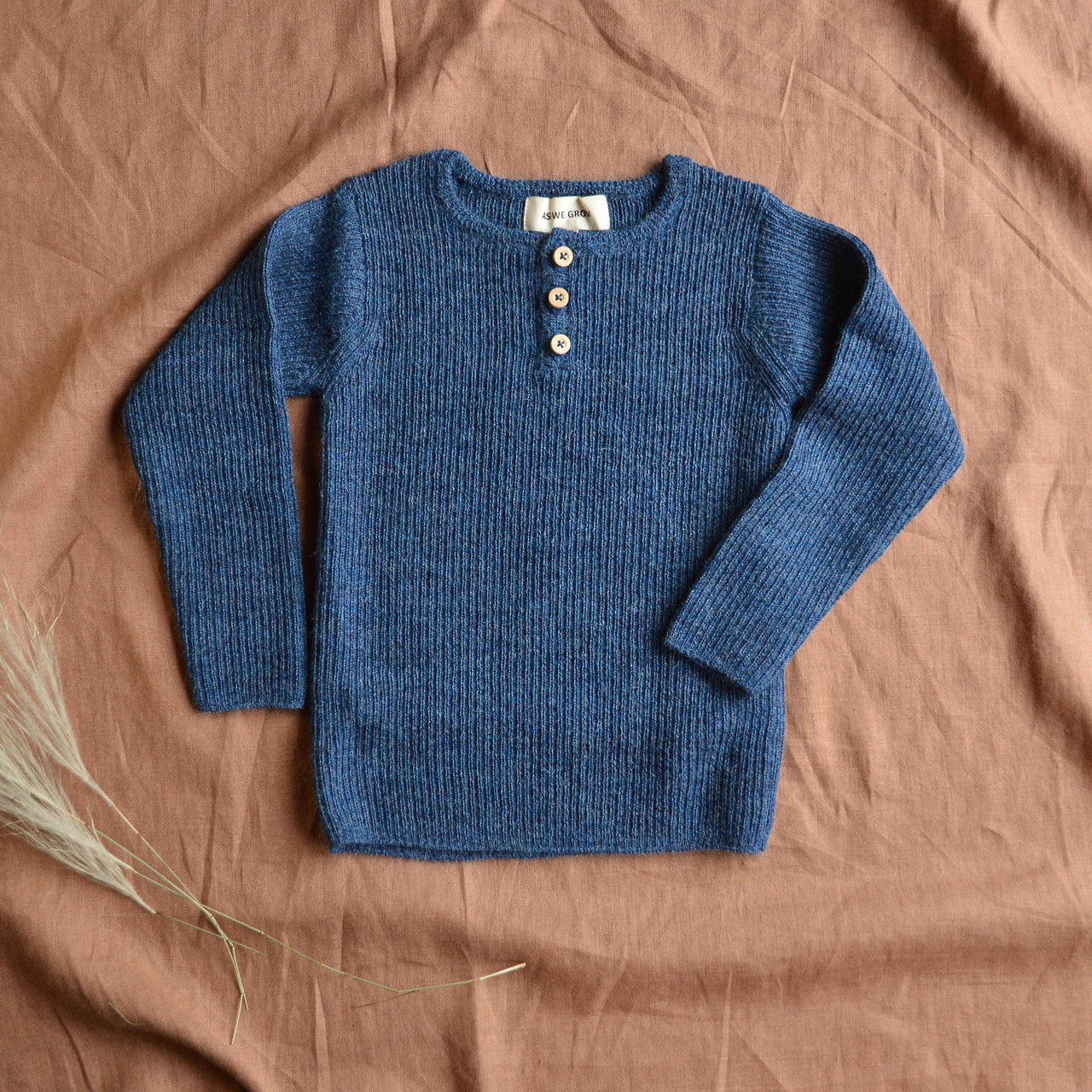 Grandpa Sweater - 100% Baby Alpaca - Indigo (6m-8y)