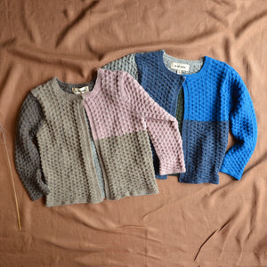 Colourblock Cardigan 100% alpaca - Blue (18m-3y) *Last One!