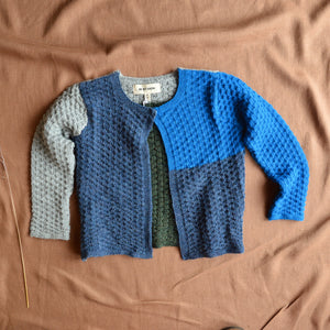 Colourblock Cardigan 100% alpaca - Blue (18m-3y) *Last One!