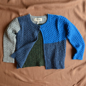 Colourblock Cardigan 100% alpaca - Blue (18m-3y) *Last One!