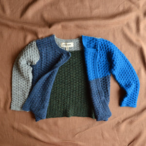 Colourblock Cardigan 100% alpaca - Blue (18m-3y) *Last One!