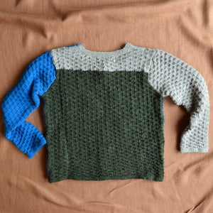 Colourblock Cardigan 100% alpaca - Blue (18m-3y) *Last One!