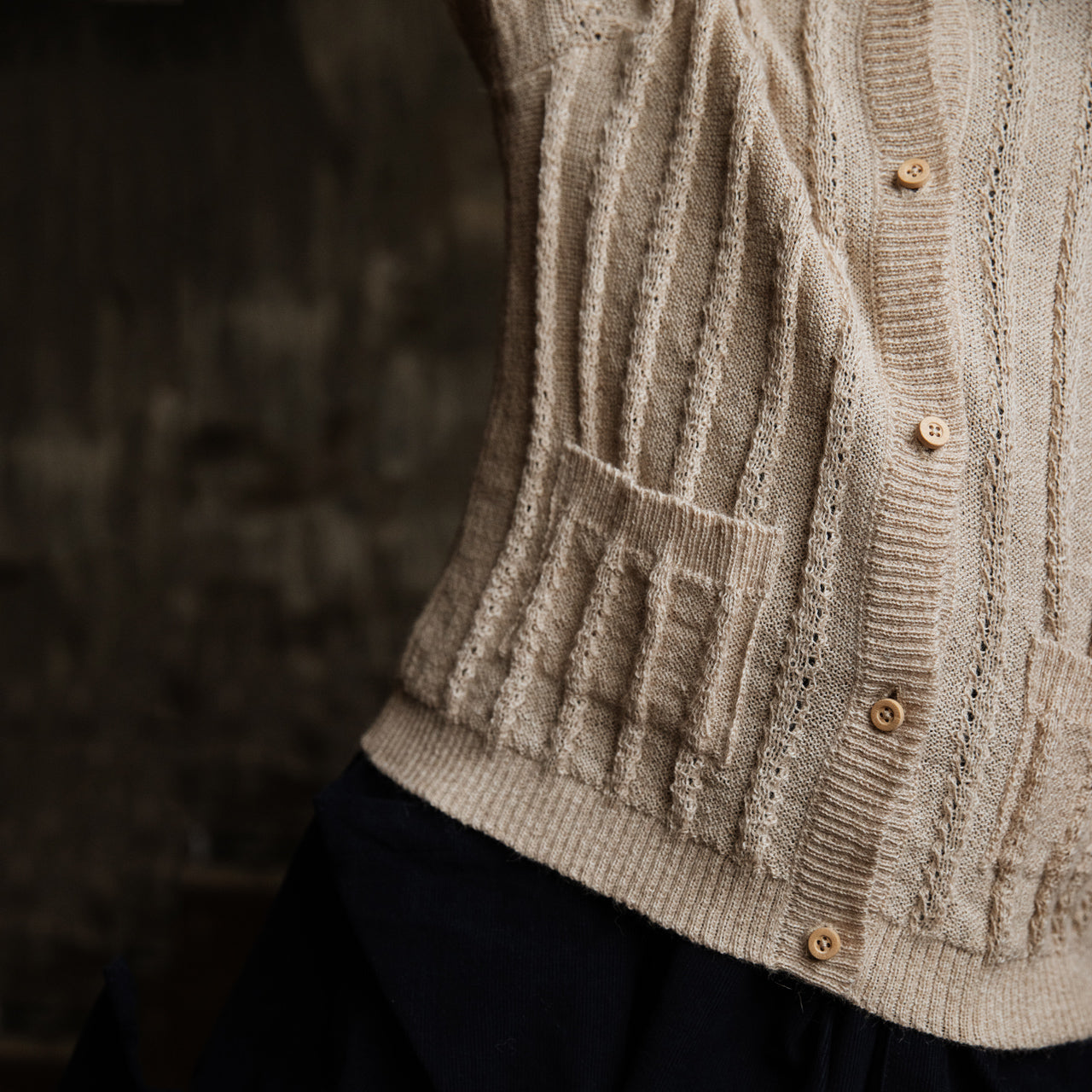 Pointelle Cardigan - 100% alpaca - Cream Twist (18m-8y)