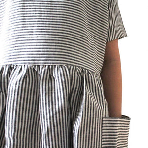 Pocket Dress - 100% Linen - Stripe Classic (6-18m) *Last ones
