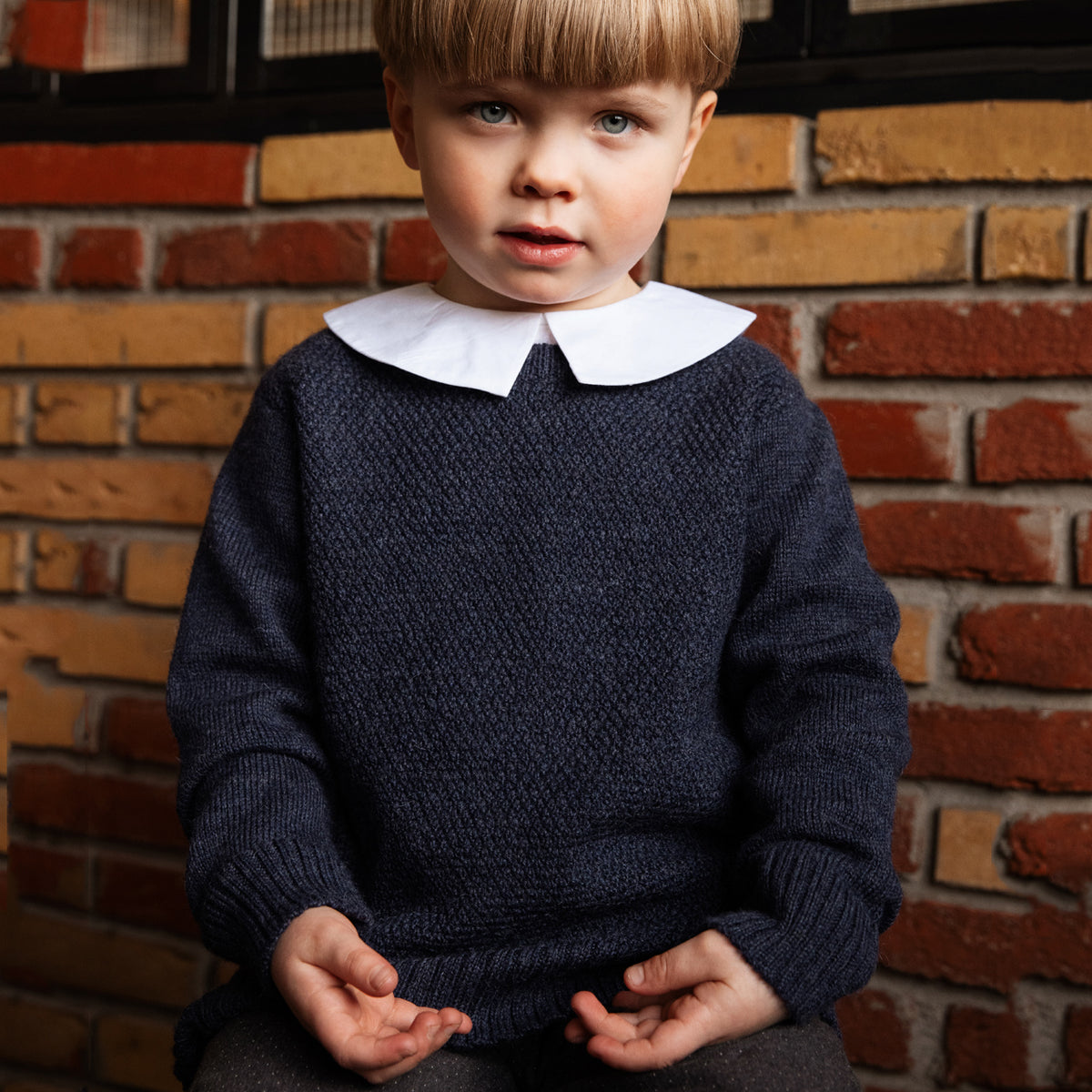 Moss Stitch Jumper - Alpaca/Merino - Cobalt (3-5y)*PRE-LOVED