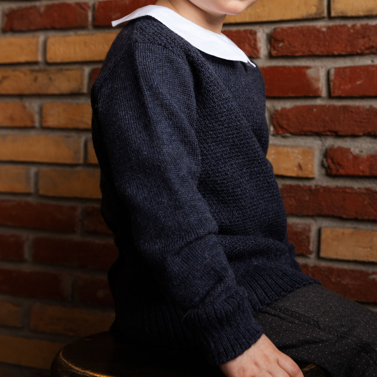Moss Stitch Jumper - Alpaca/Merino - Cobalt (3-5y)*PRE-LOVED