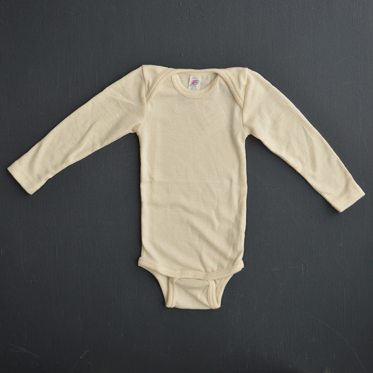 Baby Bodysuit Long Sleeve - Organic Wool/Silk - Natural (0-3yrs)