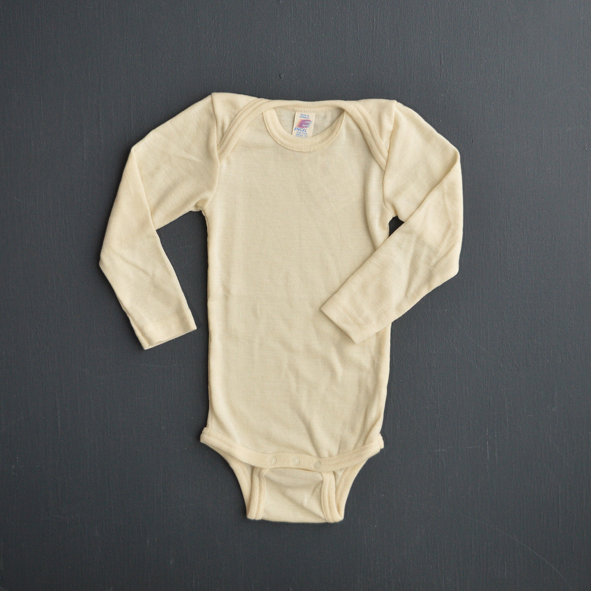 Baby Bodysuit Long Sleeve - Organic Wool/Silk - Natural (0-3yrs)
