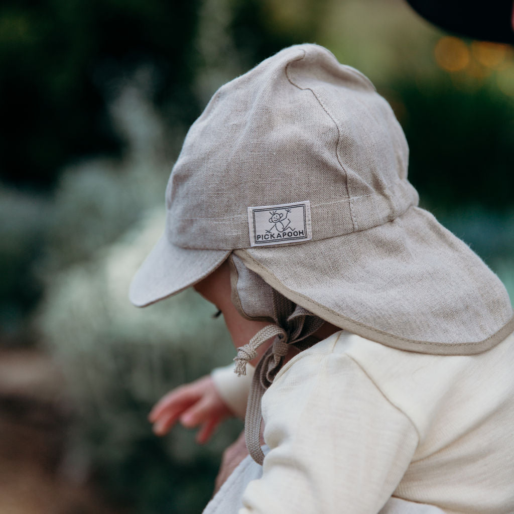 Tom Baby Legionnaire Sun Cap with Ear Cover - 100% Organic Linen (1m-4y+)