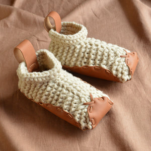 Chilote Slippers - Wool & Veg Tanned Leather - Tan (Adults 34-37 S only) *Last ones