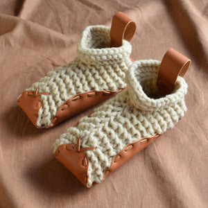 Chilote Slippers - Wool & Veg Tanned Leather - Tan (Adults 34-37 S only) *Last ones