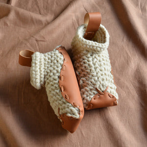 Chilote Slippers - Wool & Veg Tanned Leather - Tan (Adults 34-37 S only) *Last ones